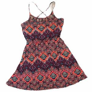 Patterned racer back midi dress